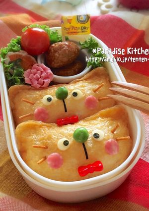 キャラ弁＊簡単♪稲荷deねこちゃん弁当-レシピのメイン写真