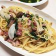ベーコンとほうれん草の生クリームパスタ