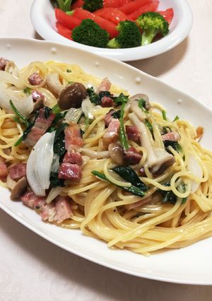 ベーコンとほうれん草の生クリームパスタ-レシピのメイン写真