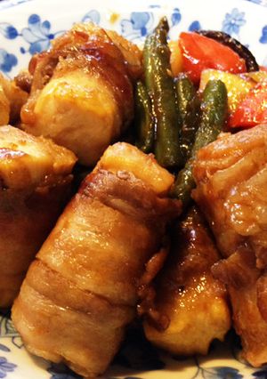 凍り豆腐の豚バラロールと根菜の照り煮-レシピのメイン写真
