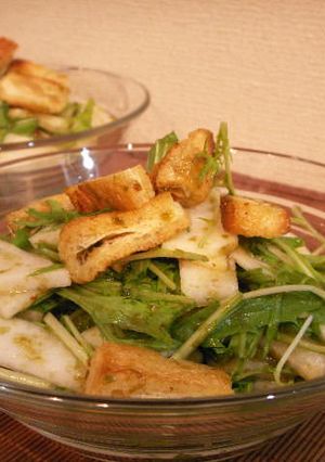 ピリ辛海苔ドレッシングサラダ★水菜&カブ-レシピのメイン写真