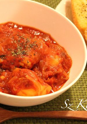我が家の美味しいチキンのトマト煮込み☆-レシピのメイン写真