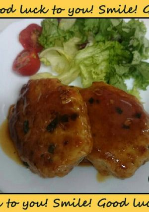 鶏挽肉のつくねバーグ( ･ิω･ิ)-レシピのメイン写真