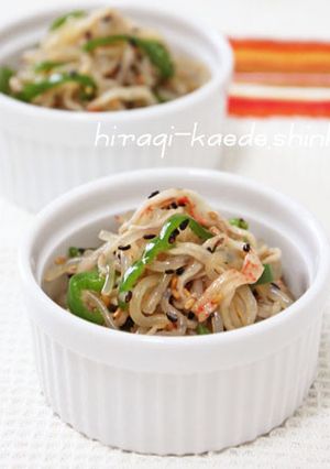 かにかまピーマン糸こんにゃくの胡麻がらめ-レシピのメイン写真