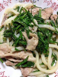 超時短レシピ☆ 豚・ニラあっさり焼うどん-レシピのメイン写真