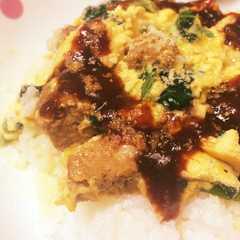 PBハンバーグ♪ふわとろデミたま丼♪-レシピのメイン写真