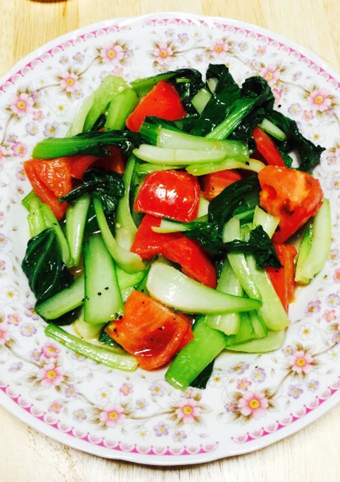 青梗菜とトマトの中華炒め-レシピのメイン写真