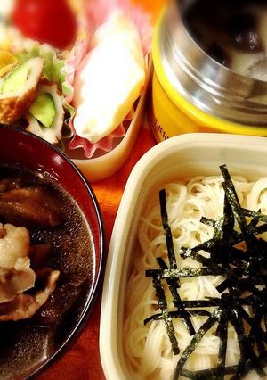 茄子と豚しゃぶ肉のモリモリそうめん弁当-レシピのメイン写真