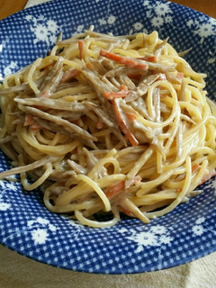 金平ごぼうのクリームパスタ-レシピのメイン写真