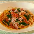 ほうれん草とトマトのパスタ♥︎