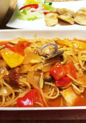 水漬けパスタでトマトスープパスタ-レシピのメイン写真