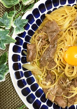 ワンポットパスタ ですき焼きパスタ-レシピのメイン写真