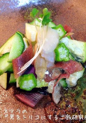 涼しげ♪お刺身と野菜の日本酒ジュレ掛け-レシピのメイン写真