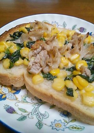朝ごパンに*豚しゃぶとクリームほうれん草-レシピのメイン写真