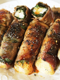 ゴマ大好き♡大葉・もち入り豚肉巻き-レシピのメイン写真