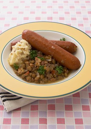ソーセージとレンズ豆の煮込み-レシピのメイン写真