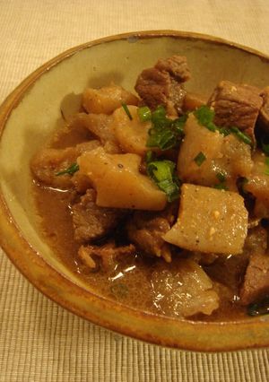 牛肉とこんにゃくの味噌にんにく煮こみ-レシピのメイン写真