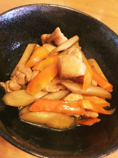 鶏モモ肉と人参ごぼうの香ばし甘辛炒め-レシピのメイン写真
