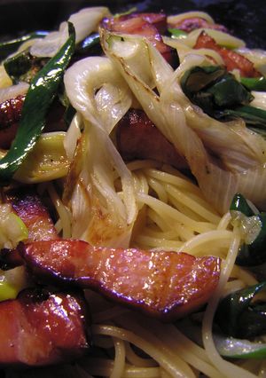 焼き下仁田葱とベーコンのパスタ♪-レシピのメイン写真