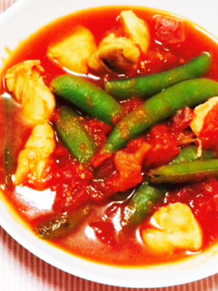 簡単 鶏肉とエンドウのトマト煮-レシピのメイン写真