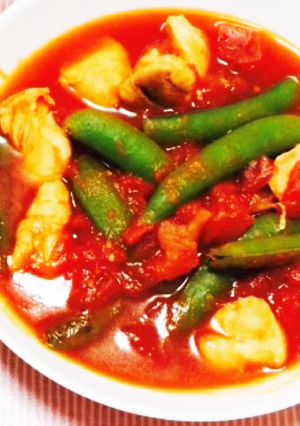 簡単 鶏肉とエンドウのトマト煮-レシピのメイン写真