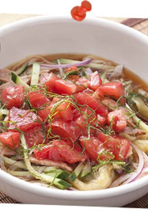 【夏野菜】トマトとなすのエスニック麺-レシピのメイン写真