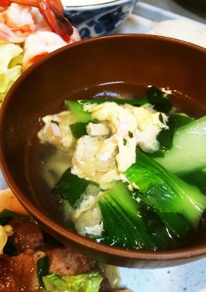 青梗菜と揚げと卵の中華風スープ-レシピのメイン写真