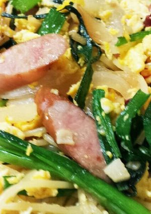 ソーセージとニラと卵のパスタ-レシピのメイン写真