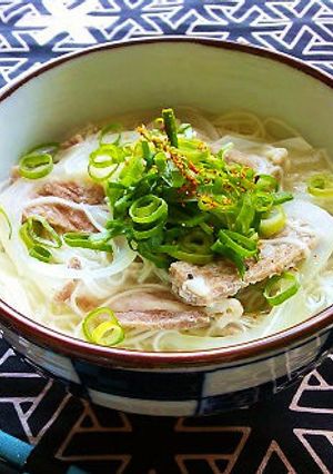 肉の下茹で汁使用☆豚ネギ塩にゅう麺!-レシピのメイン写真