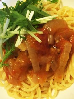 新玉ねぎのトマト煮の冷製パスタ-レシピのメイン写真