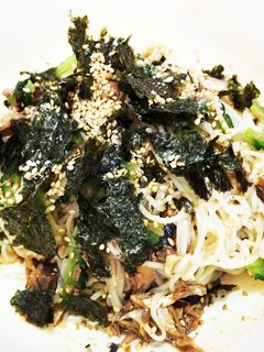 余った素麺で。ゴーヤと鯖と素麺の味噌煮-レシピのメイン写真