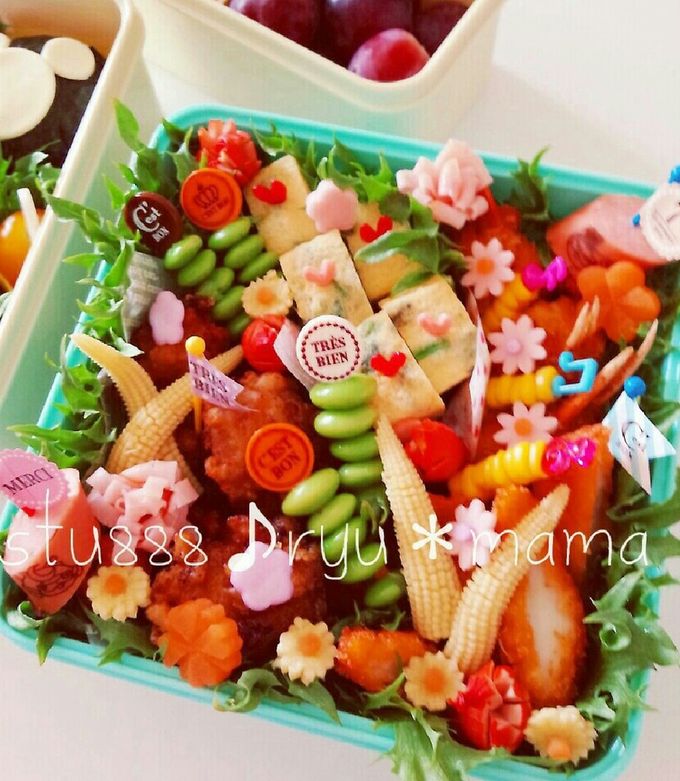 春の親子遠足♪カラフルお弁当♡おかずの段 by minmi888