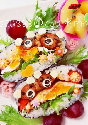 ミートボールでくまさんおにぎらず♡-レシピのメイン写真