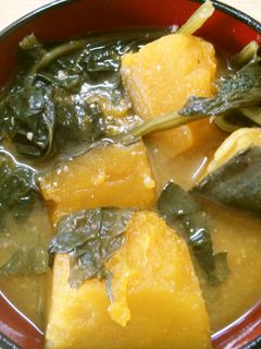 簡単♪ほうれん草と かぼちゃのお味噌汁-レシピのメイン写真