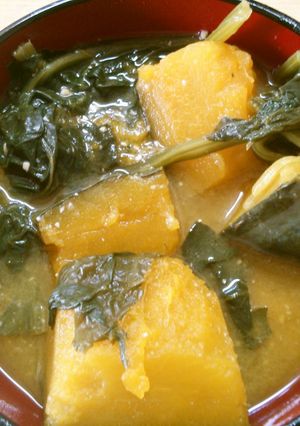 簡単♪ほうれん草と かぼちゃのお味噌汁-レシピのメイン写真