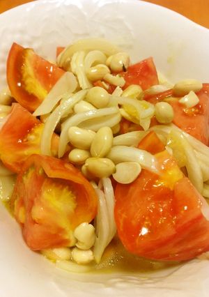 水煮大豆トマト新玉葱のオリゴ糖サラダ-レシピのメイン写真