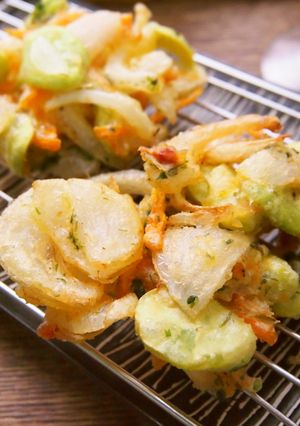 初夏お勧め！そら豆と新玉の風味かき揚げ-レシピのメイン写真
