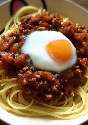 ミートスパゲッティ ＊ 半熟たまごのせ-レシピのメイン写真