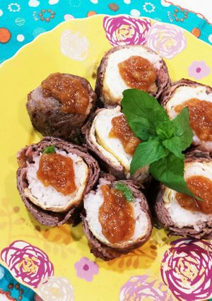 肉巻きライス※ニンニク風味味噌ソース-レシピのメイン写真