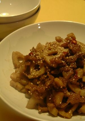 コラーゲンたっぷり♪鶏皮レンコンの甘辛煮-レシピのメイン写真