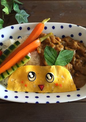薄焼き卵で＊ふなっしーデコカレー-レシピのメイン写真