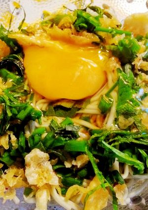 薬味と天かすde釜玉そば♥-レシピのメイン写真