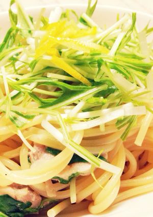 夏バテに！鶏肉と水菜のあっさりパスタ-レシピのメイン写真