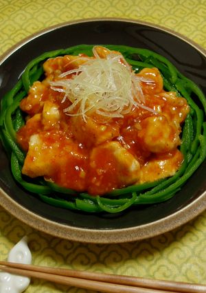 揚げずに鶏胸つるん♪チリソースがらめ-レシピのメイン写真