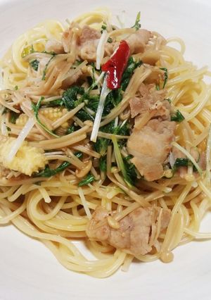 ☆豚肉と水菜の和風パスタ☆ランチ-レシピのメイン写真