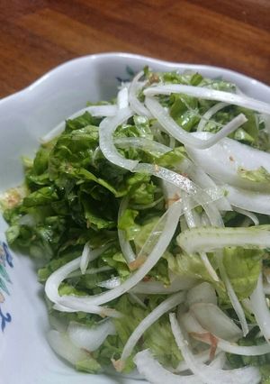 材料3つ♡新玉ねぎとレタスのおかかサラダ-レシピのメイン写真