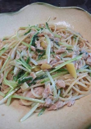 【主婦メシ】水菜とシーチキンのパスタ-レシピのメイン写真