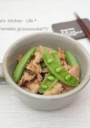 うま！スナップエンドウと豚肉の味噌炒め-レシピのメイン写真