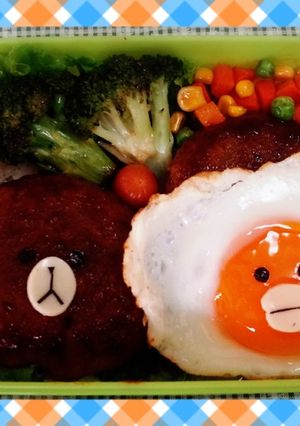 １分でキャラ弁に変身☆ラインロコモコ弁当-レシピのメイン写真