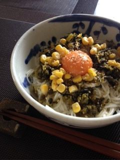 簡単冷製高菜温麺(そうめんでも!)-レシピのメイン写真